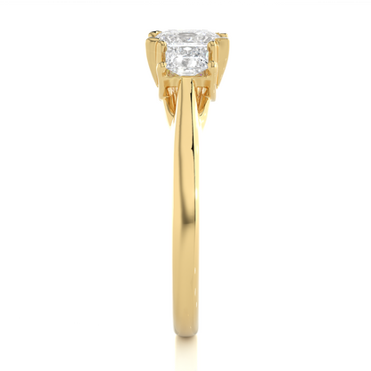 Princess Shaped Lab Grown Diamond Ring,14KYellow Gold  Vintage Three Stone Ring For Her