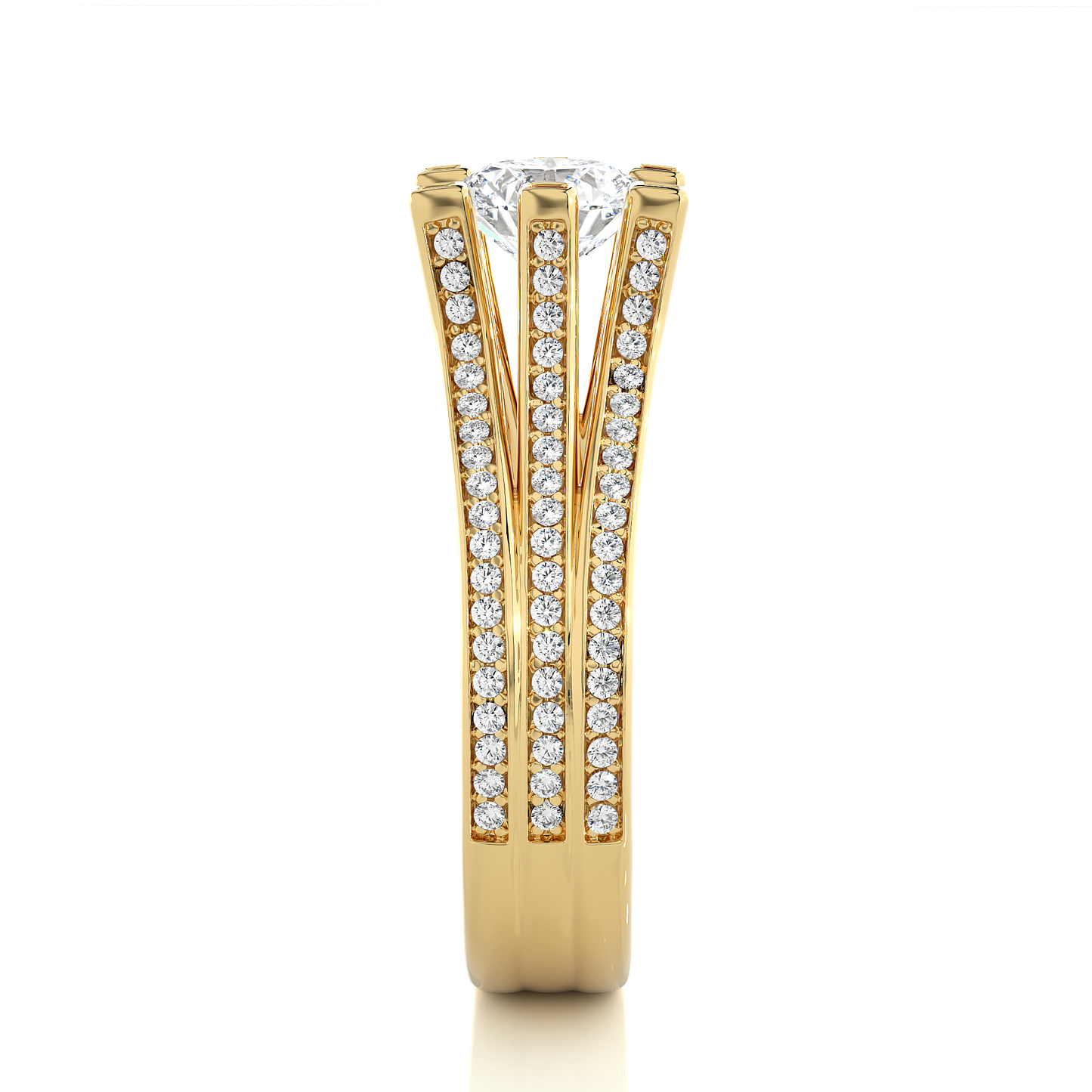 Round Brilliant Cut Lab Grown Diamond Ring, 18K Solid Gold Split Shank Ring In Wedding Special For Bridals