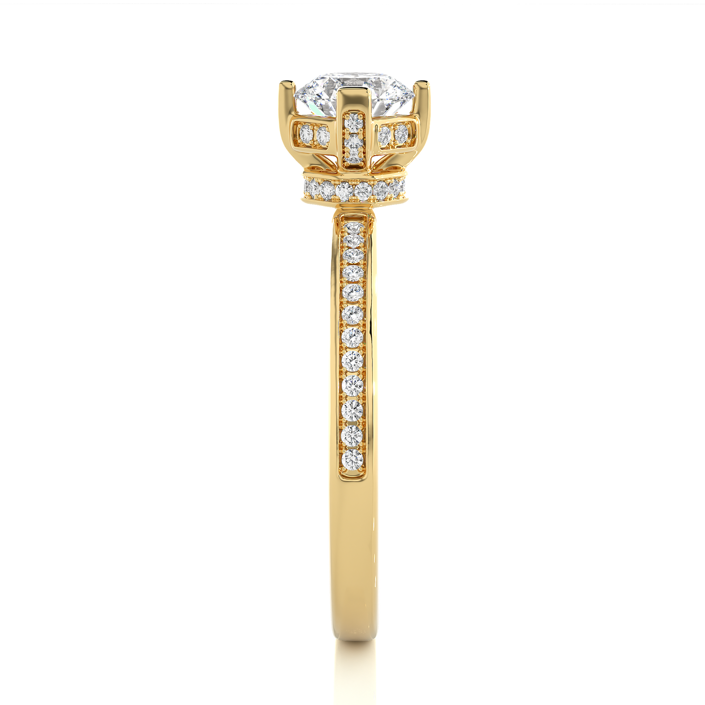 Round Cut Lab Grown  Diamond Halo Engagement 14K Solid Gold Ring For Her