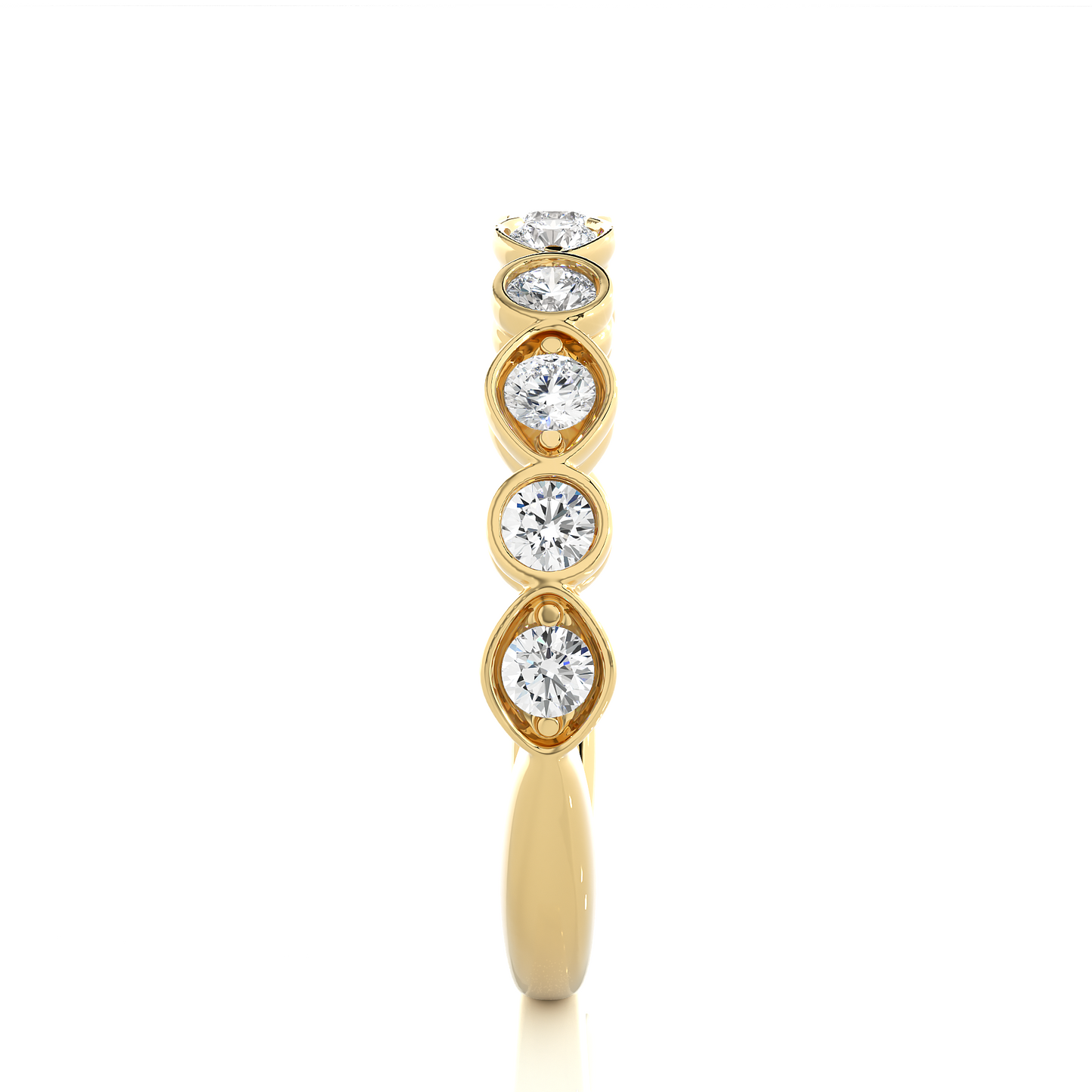 Dainty 10KT Solid Gold Bezel Set Round Shape Diamond Eternity Band Perfect for Daily Wear