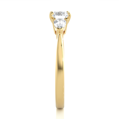 18K Solid Gold Pear cut Lab Grown diamond Three Stone Diamond Ring Gift For Anniversary