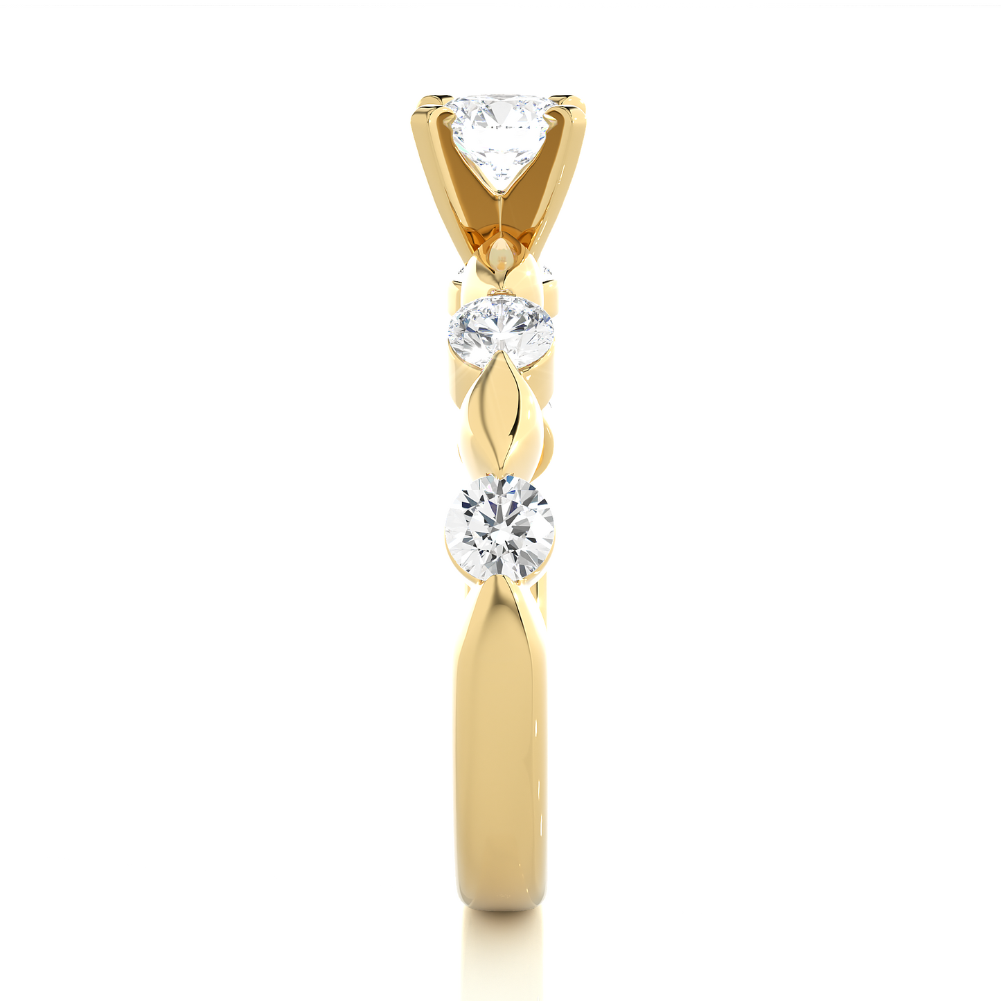 14k Solid Rose Gold 5 Round Cut Lab Grown Diamond Ring For Wedding Luxury Jewelry For Her