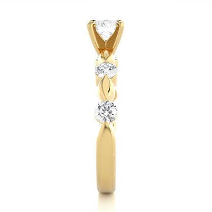 14k Solid Rose Gold 5 Round Cut Lab Grown Diamond Ring For Wedding Luxury Jewelry For Her