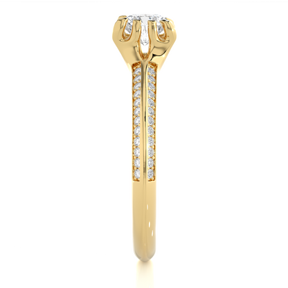 10k Solid White Gold Engagement Ring With Round Cut Lab Grown Diamond Perfect Gift For Her