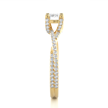 Round Shape Lab Grown Diamond Colorless 14K Solid Gold Ring Gift For Her Birthday