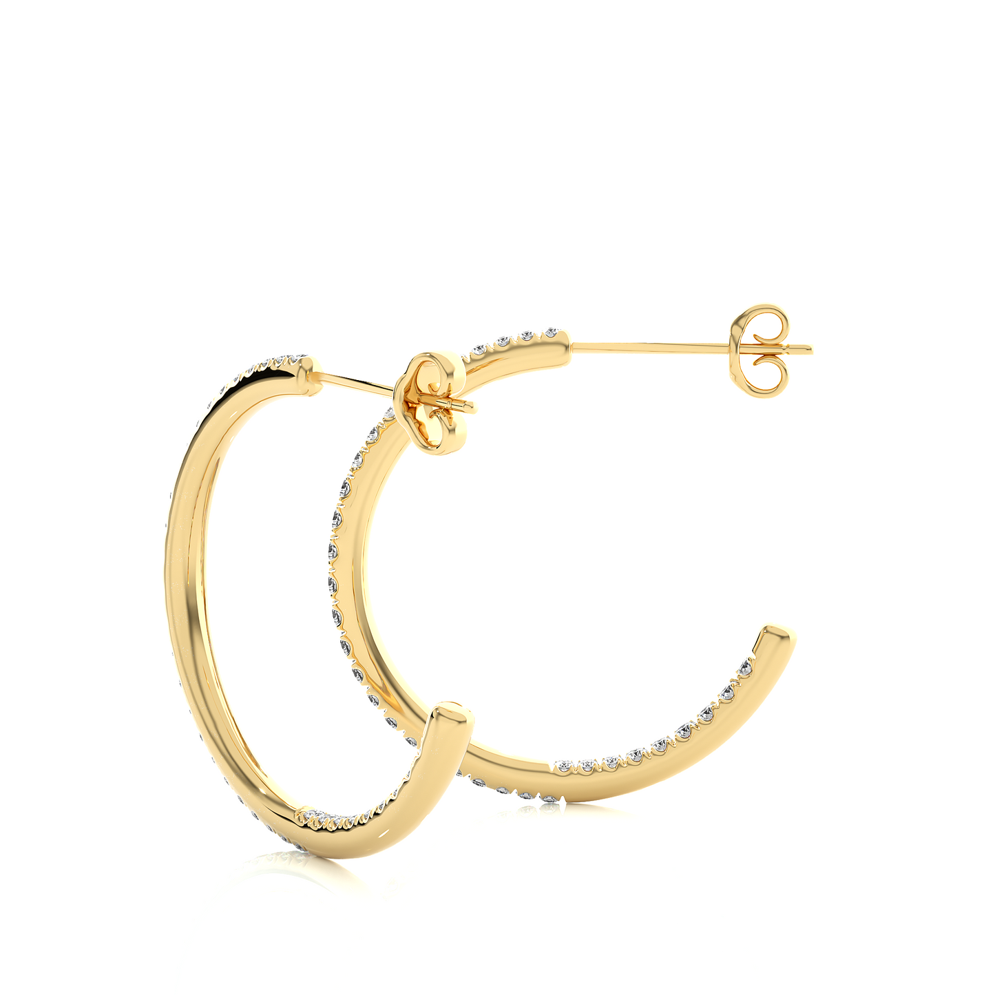 14K Gold Huggie Hoop  Diamond Earrings Classic And Comfortable Style Gift For Her