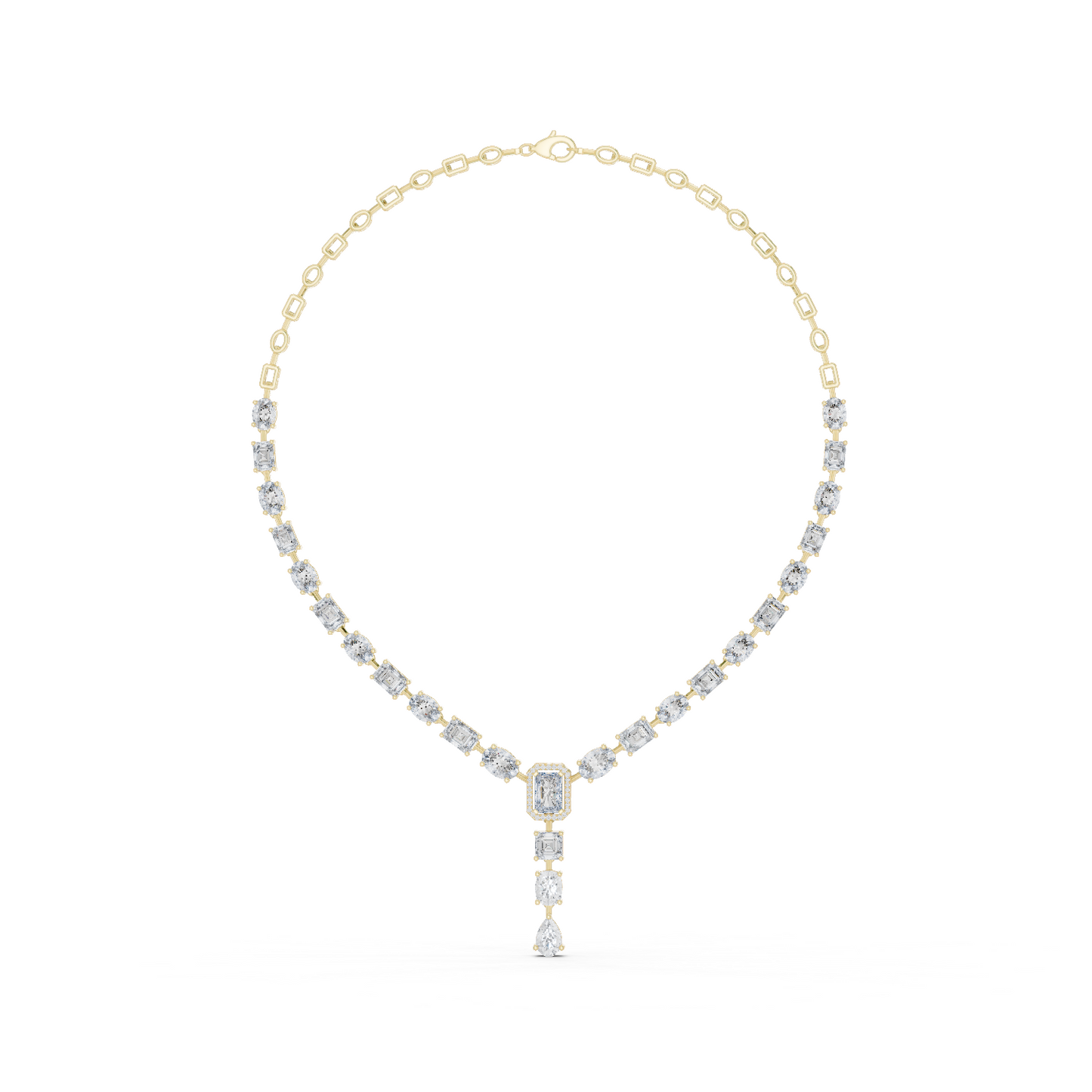 Round, Oval, Emerald At All Shapes Lab grown Diamond 14k Solid Gold Antic Look Diamond Necklace for Her