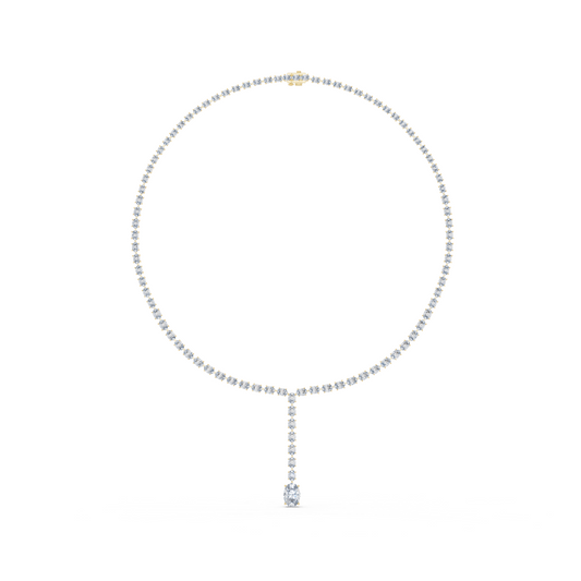 Oval Shape Lab Grown 10k Solid Rose Gold Fabulous Unique Diamond Necklace For Birthday Gift