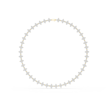 19.80 Ct 18K Solid Rose Gold Round Shapes Natural & Lab Grown Diamond Tennis Necklace Gift For Her