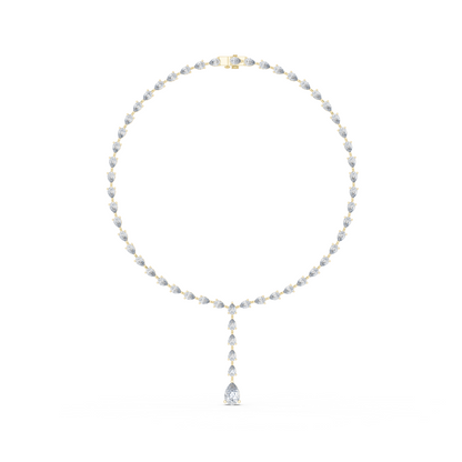 10k Solid White Gold Pear Shape Lab Grown Diamond With Tennis Classic Women Diamond Necklace