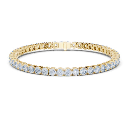 18k Solid Yellow Gold Vintage Minimalist 6.72Ct Round Cut Diamond Dainty Wedding Tennis Bracelet For Women's