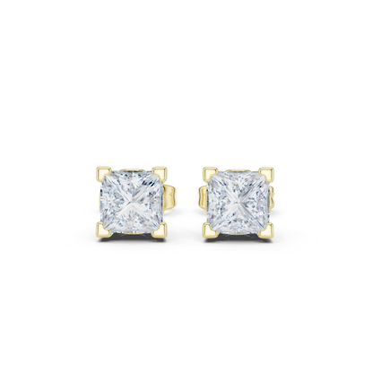 Solid white Gold Princess Cut Lab Grown Diamond Vintage Party Wear Occasionally Wear Diamond Earring For Her