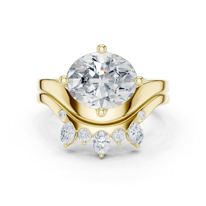 2.97 Ct 14k Solid Gold Oval & Round Shape Diamond With Side Stone Vintage Classic Occasionally Wear Diamond Ring for Girl