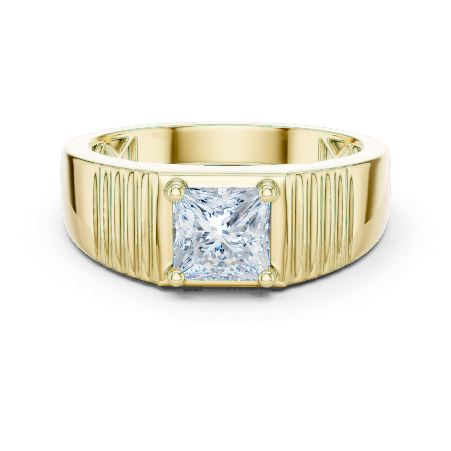 14k Solid Rose Gold Lab Grown Princess Cut Diamond Ring  For Men's Daily Wear