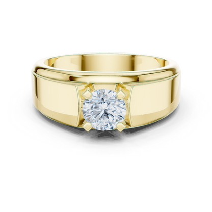 14k Solid Gold Round Shape Lab Grown Diamond Minimalist Vintage Sizzling Diamond ring For Men