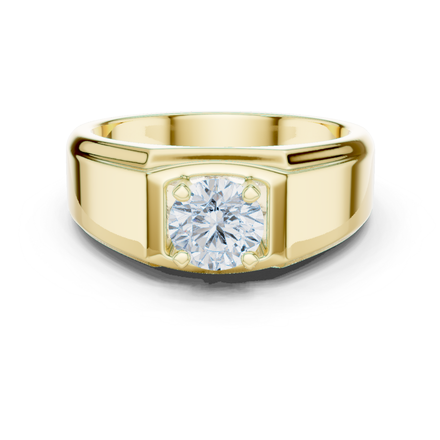 Round One Stone Lab Grown Diamond 14k Solid Rose Gold  Every Wear Stunning Elegance Men's Diamond Ring