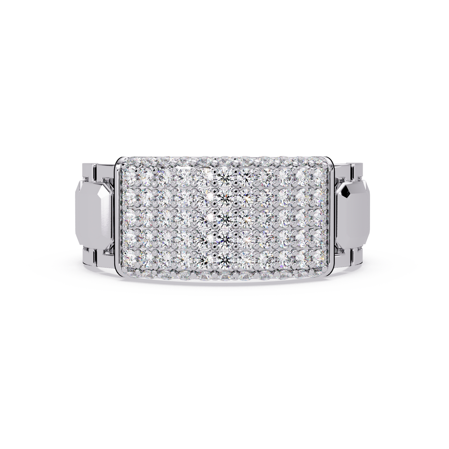 Yellow Gold Invisible Set Diamond Rectangle Ring - HIGHCARAT DIAMONDS