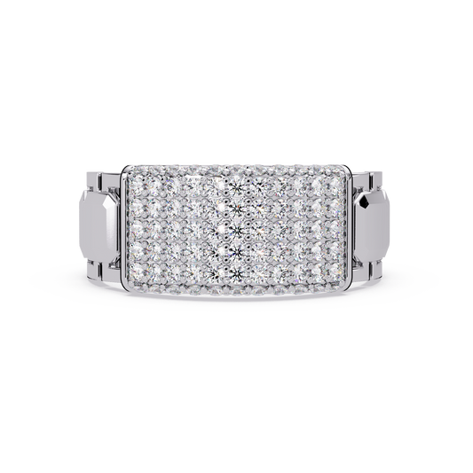Yellow Gold Invisible Set Diamond Rectangle Ring - HIGHCARAT DIAMONDS