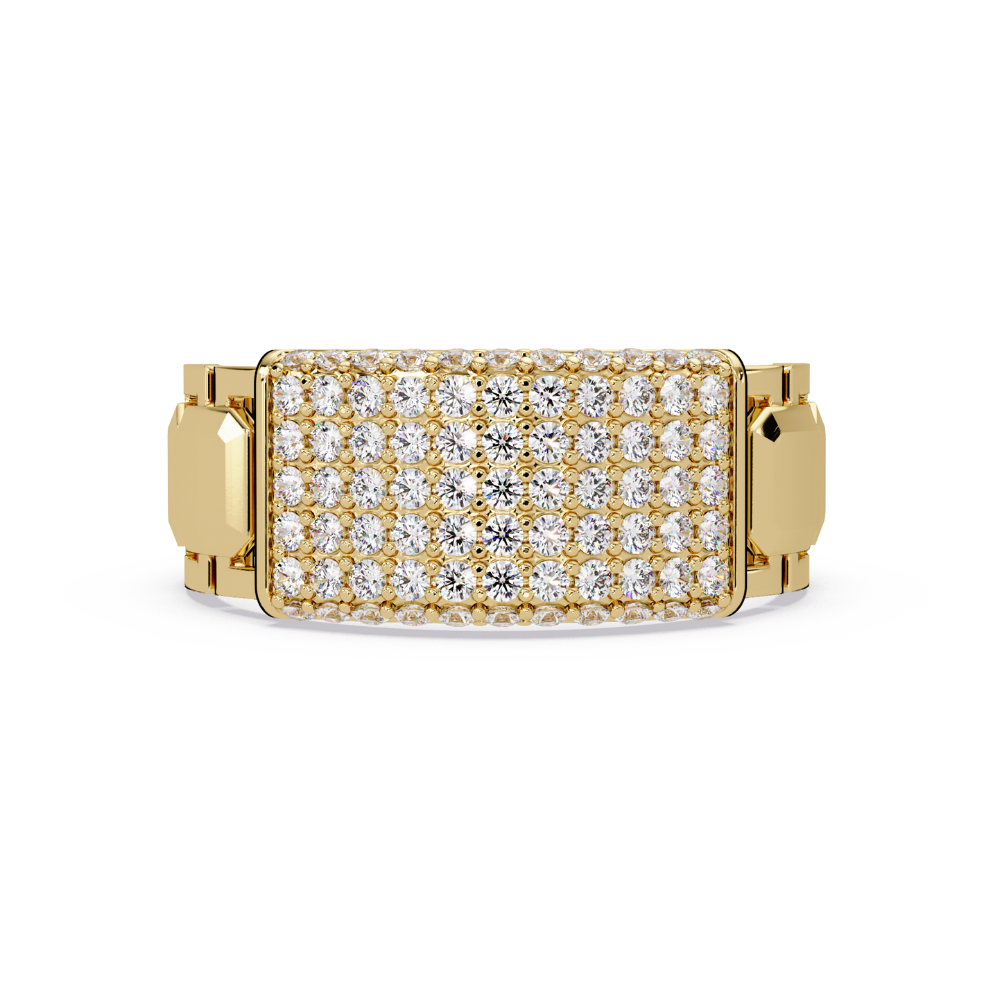 Yellow Gold Invisible Set Diamond Rectangle Ring - HIGHCARAT DIAMONDS