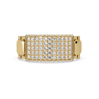 Yellow Gold Invisible Set Diamond Rectangle Ring - HIGHCARAT DIAMONDS