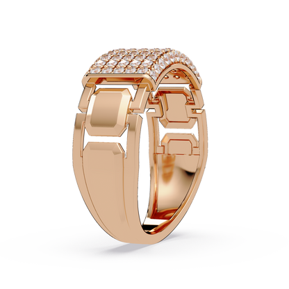 Yellow Gold Invisible Set Diamond Rectangle Ring - HIGHCARAT DIAMONDS