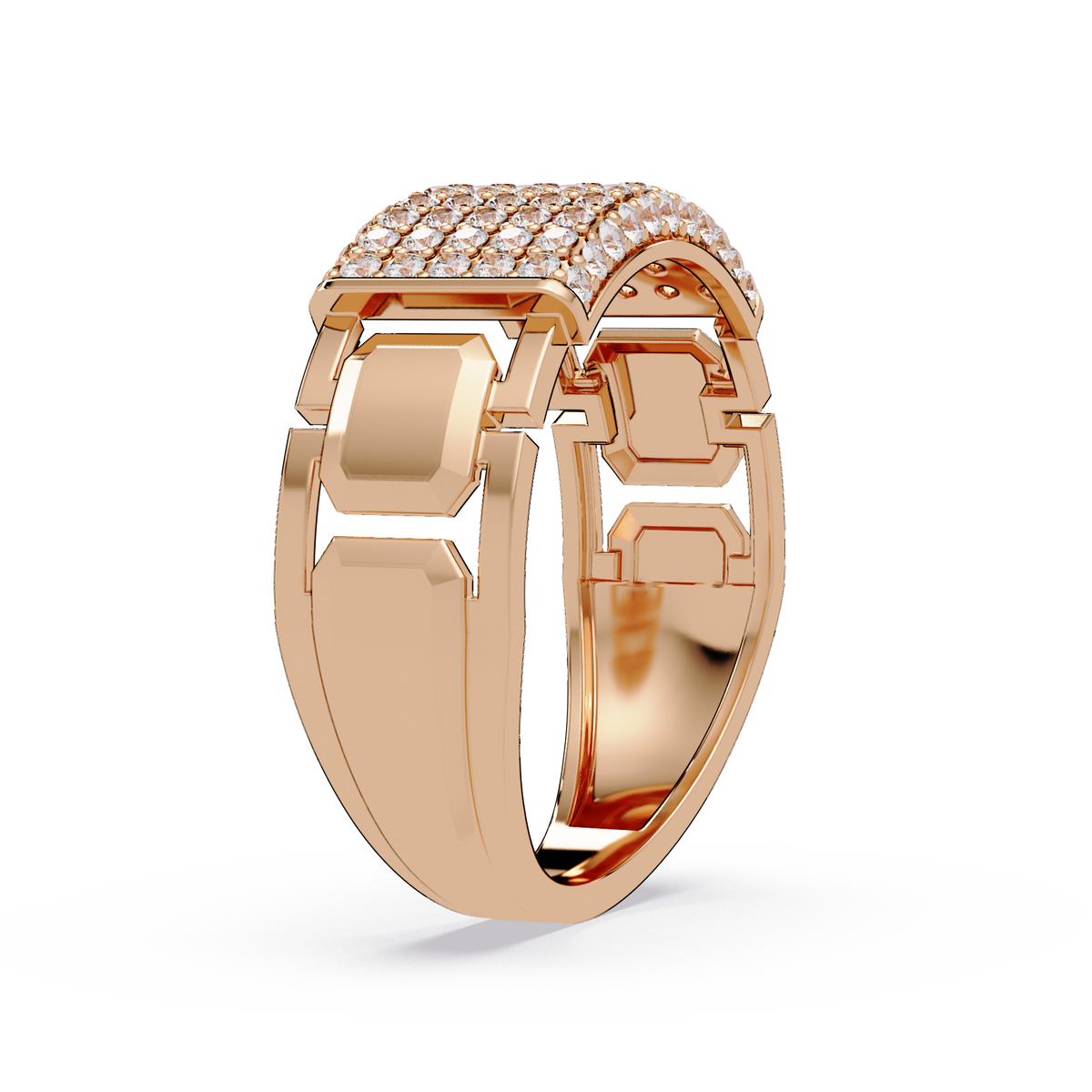 Yellow Gold Invisible Set Diamond Rectangle Ring - HIGHCARAT DIAMONDS