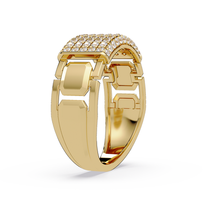 Yellow Gold Invisible Set Diamond Rectangle Ring - HIGHCARAT DIAMONDS