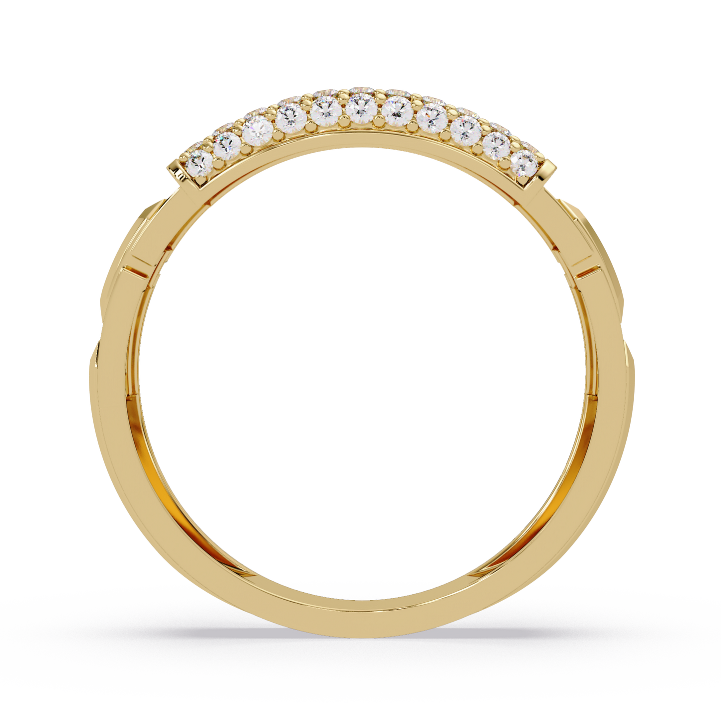 Yellow Gold Invisible Set Diamond Rectangle Ring - HIGHCARAT DIAMONDS