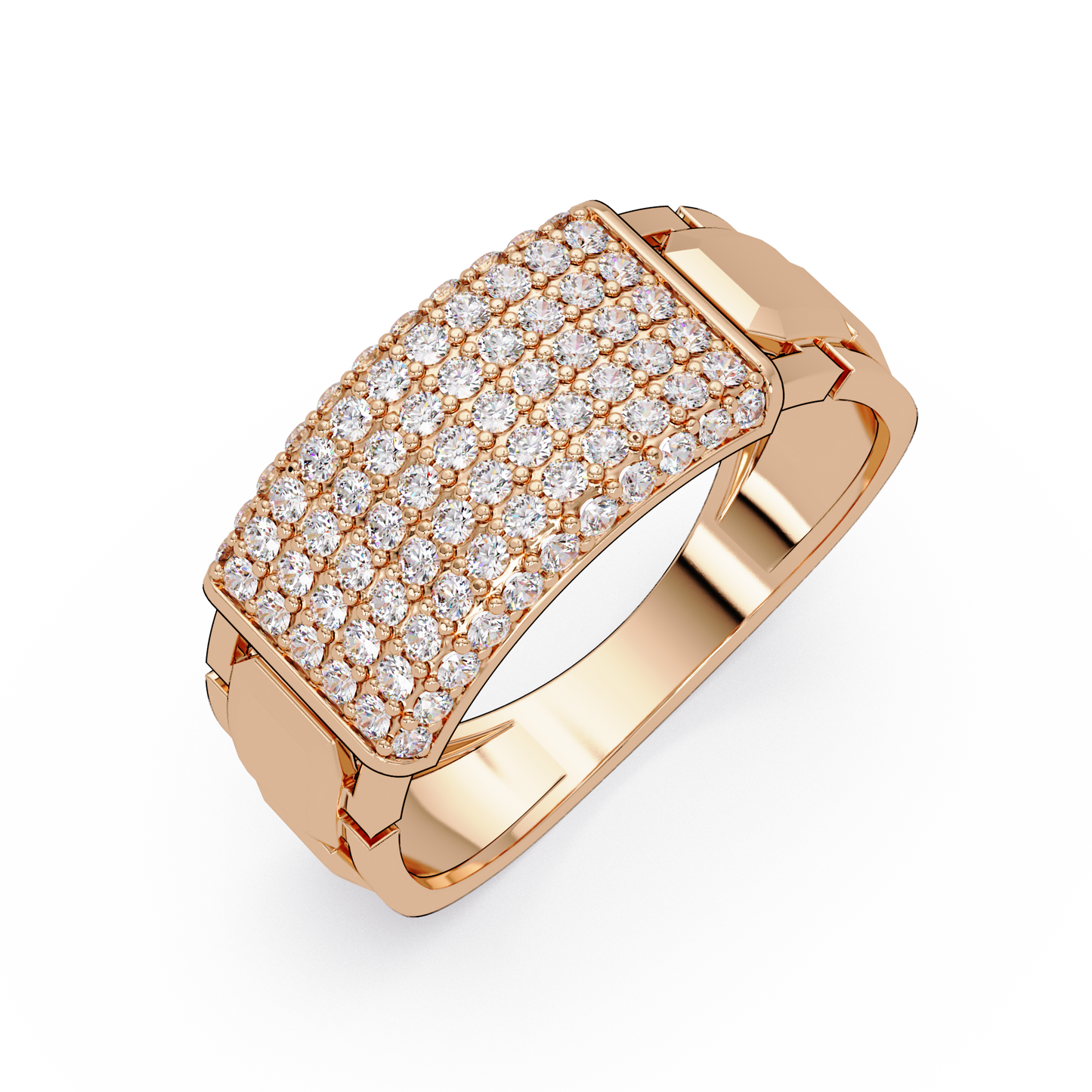 Yellow Gold Invisible Set Diamond Rectangle Ring - HIGHCARAT DIAMONDS