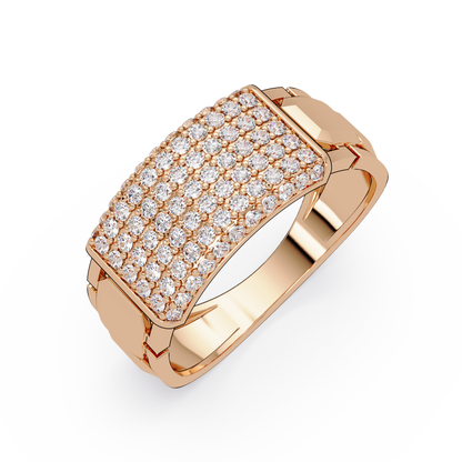 Yellow Gold Invisible Set Diamond Rectangle Ring - HIGHCARAT DIAMONDS