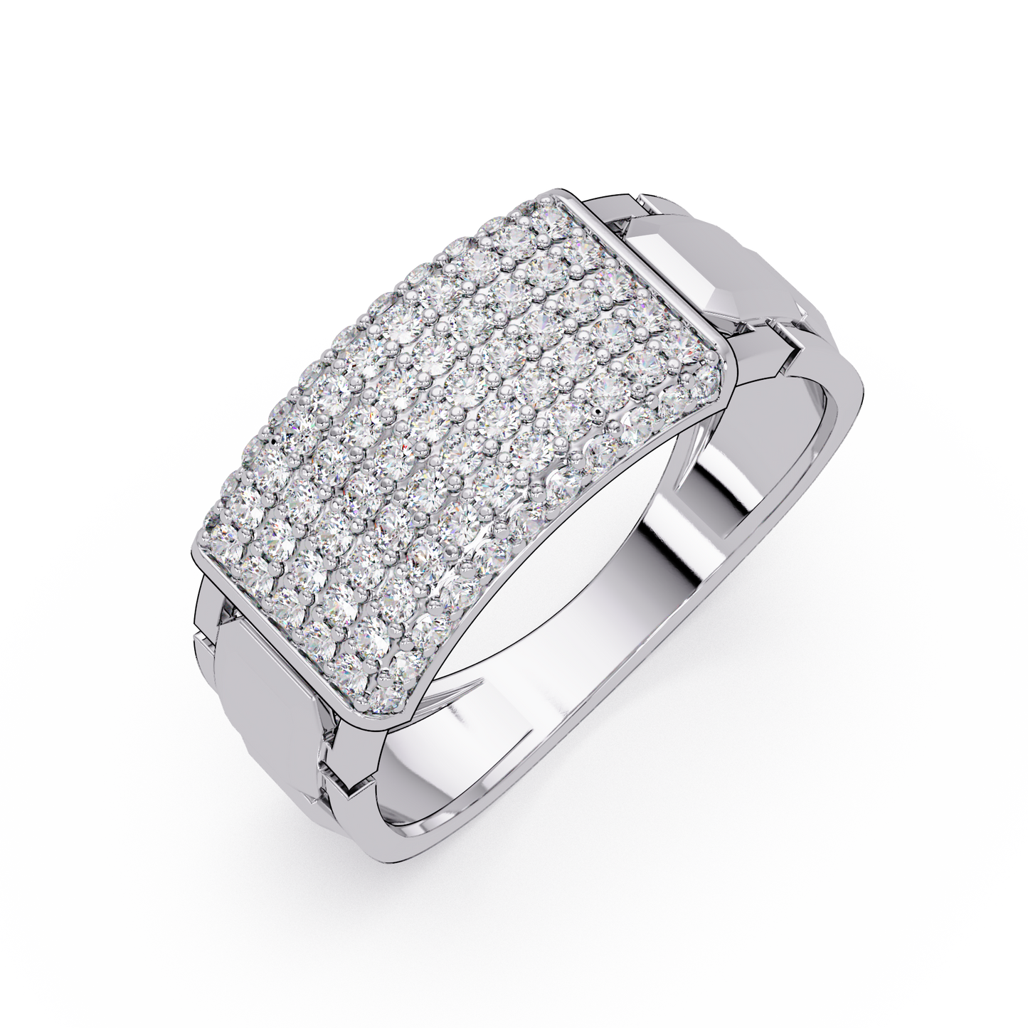 Yellow Gold Invisible Set Diamond Rectangle Ring - HIGHCARAT DIAMONDS