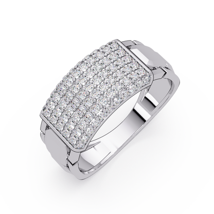 Yellow Gold Invisible Set Diamond Rectangle Ring - HIGHCARAT DIAMONDS