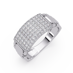 Yellow Gold Invisible Set Diamond Rectangle Ring - HIGHCARAT DIAMONDS