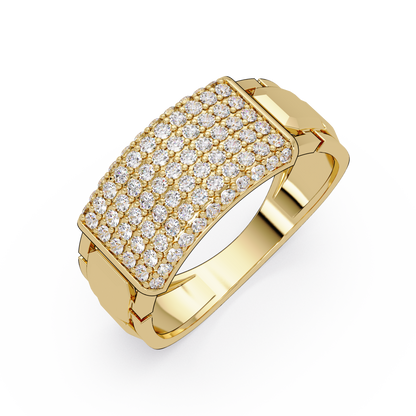 Yellow Gold Invisible Set Diamond Rectangle Ring - HIGHCARAT DIAMONDS