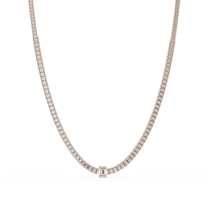 Yellow Gold Tennis Emerald Cut Lab Grown Diamond Necklace - HIGHCARAT DIAMONDS