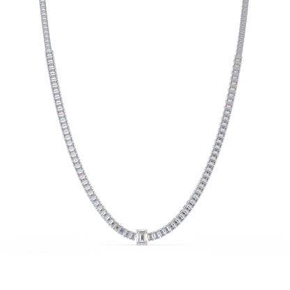 Yellow Gold Tennis Emerald Cut Lab Grown Diamond Necklace - HIGHCARAT DIAMONDS