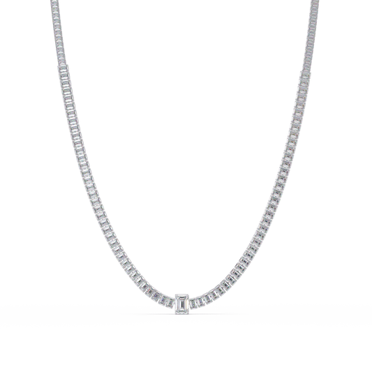 Yellow Gold Tennis Emerald Cut Lab Grown Diamond Necklace - HIGHCARAT DIAMONDS