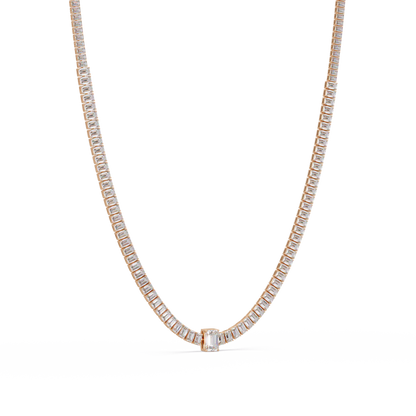 Yellow Gold Tennis Emerald Cut Lab Grown Diamond Necklace - HIGHCARAT DIAMONDS