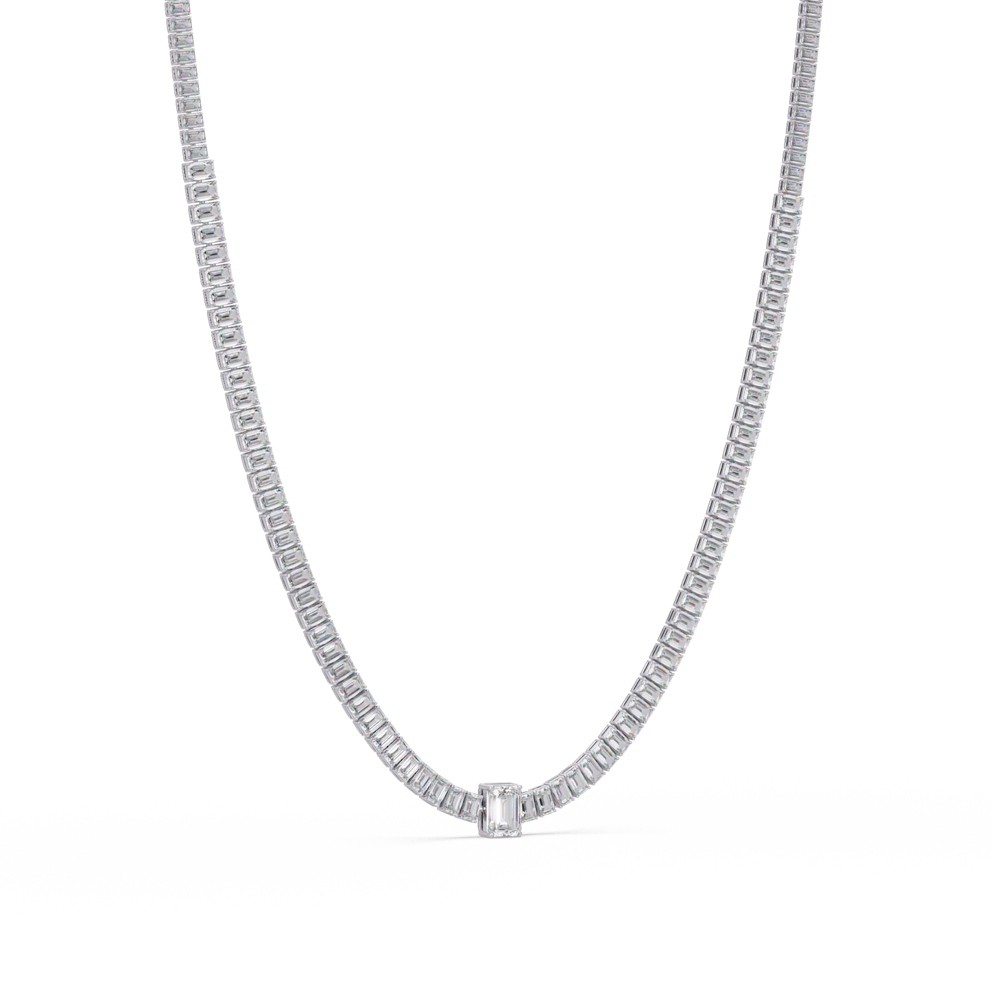 Yellow Gold Tennis Emerald Cut Lab Grown Diamond Necklace - HIGHCARAT DIAMONDS