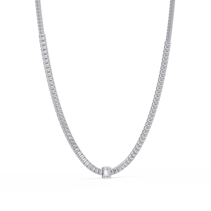 Yellow Gold Tennis Emerald Cut Lab Grown Diamond Necklace - HIGHCARAT DIAMONDS