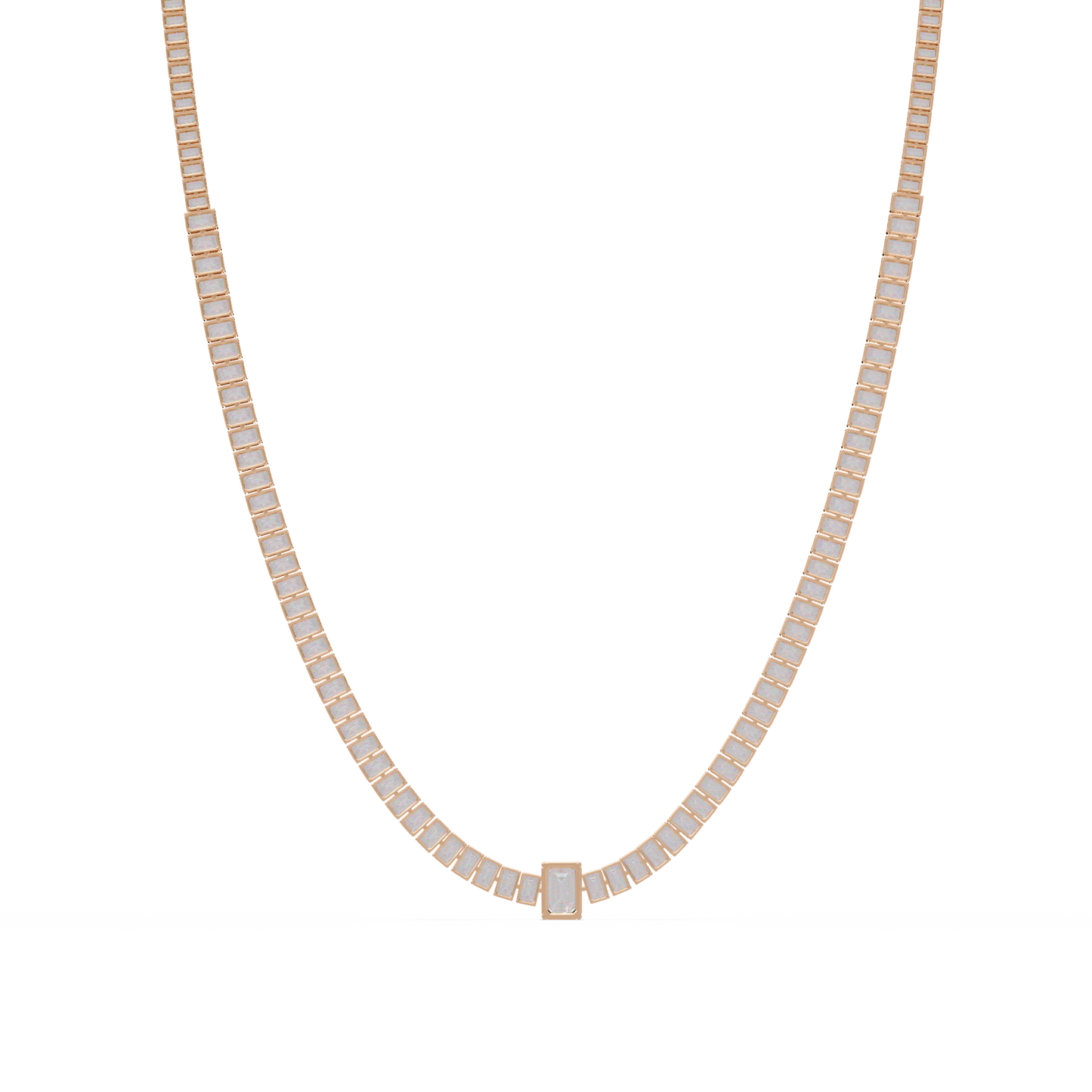 Yellow Gold Tennis Emerald Cut Lab Grown Diamond Necklace - HIGHCARAT DIAMONDS