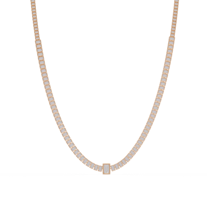 Yellow Gold Tennis Emerald Cut Lab Grown Diamond Necklace - HIGHCARAT DIAMONDS