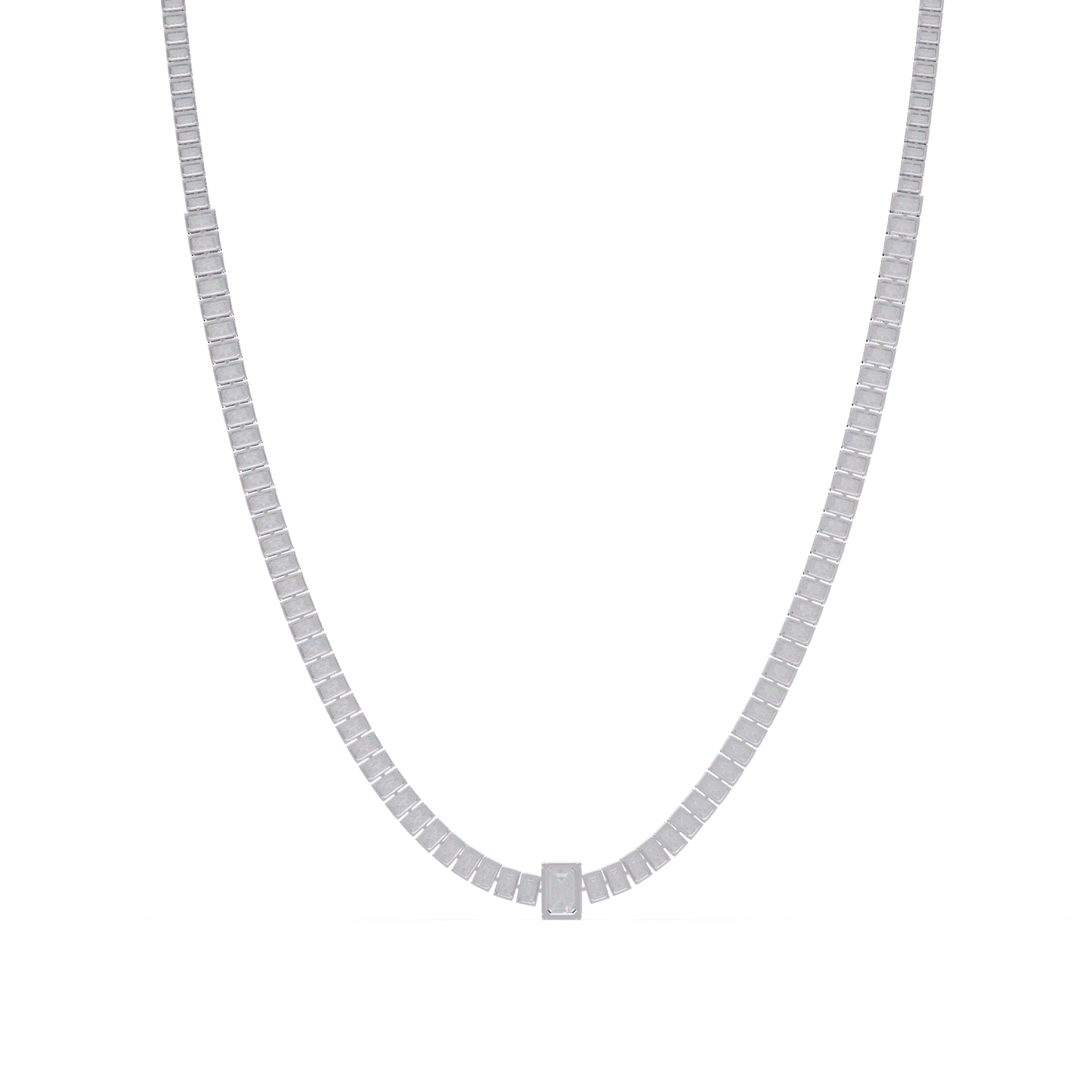 Yellow Gold Tennis Emerald Cut Lab Grown Diamond Necklace - HIGHCARAT DIAMONDS