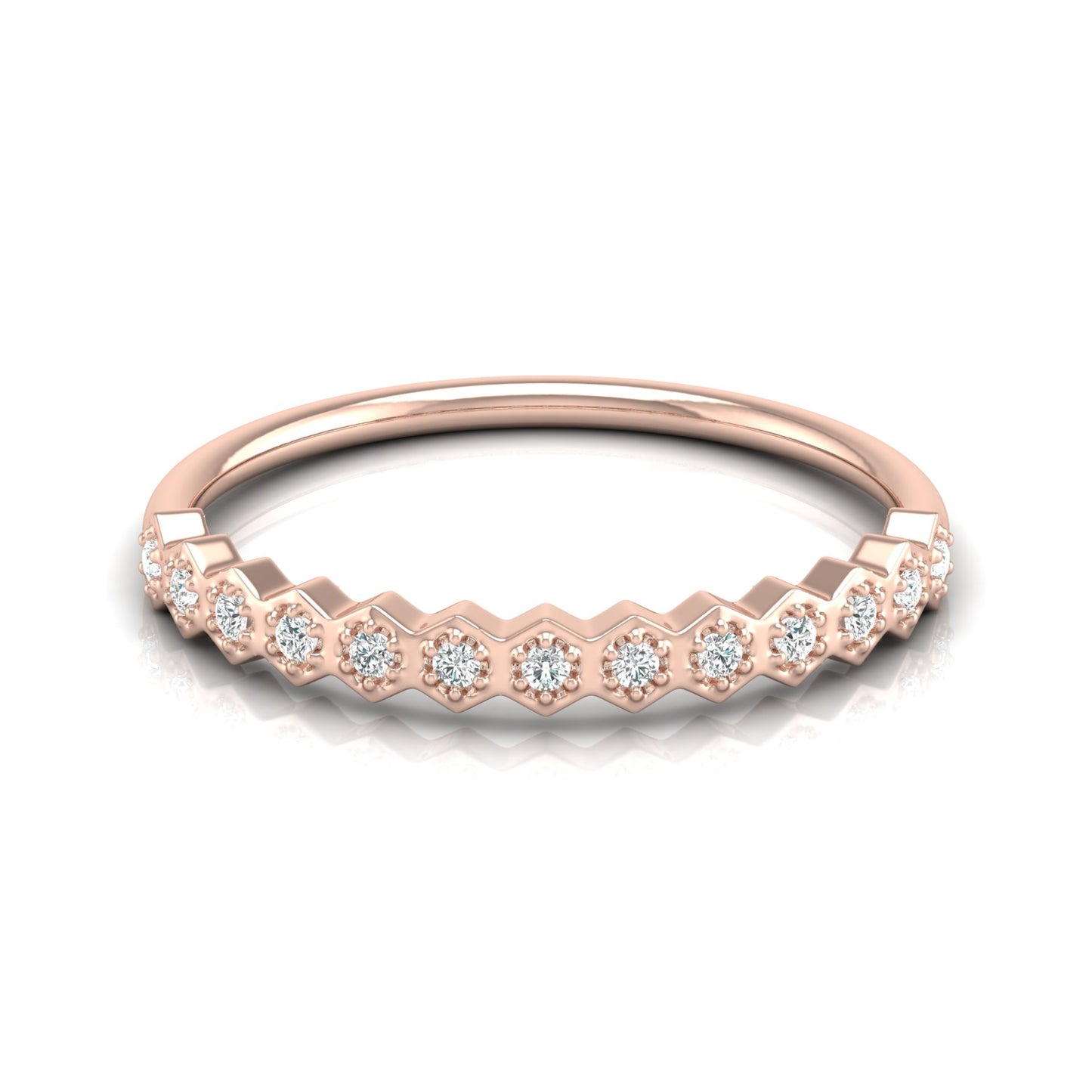 Zigzag Labgrown Round Diamond Band Ring For Women Stackable Elegance In 14K Solid Gold - HIGHCARAT DIAMONDS
