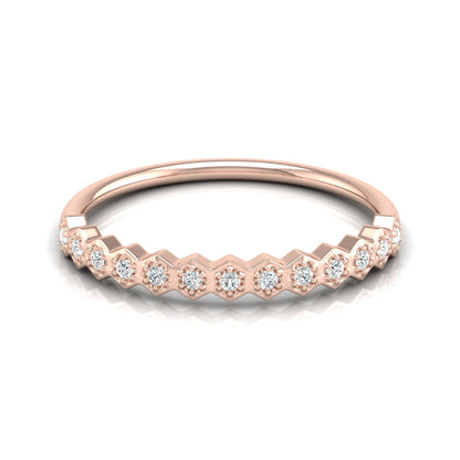 Zigzag Labgrown Round Diamond Band Ring For Women Stackable Elegance In 14K Solid Gold - HIGHCARAT DIAMONDS