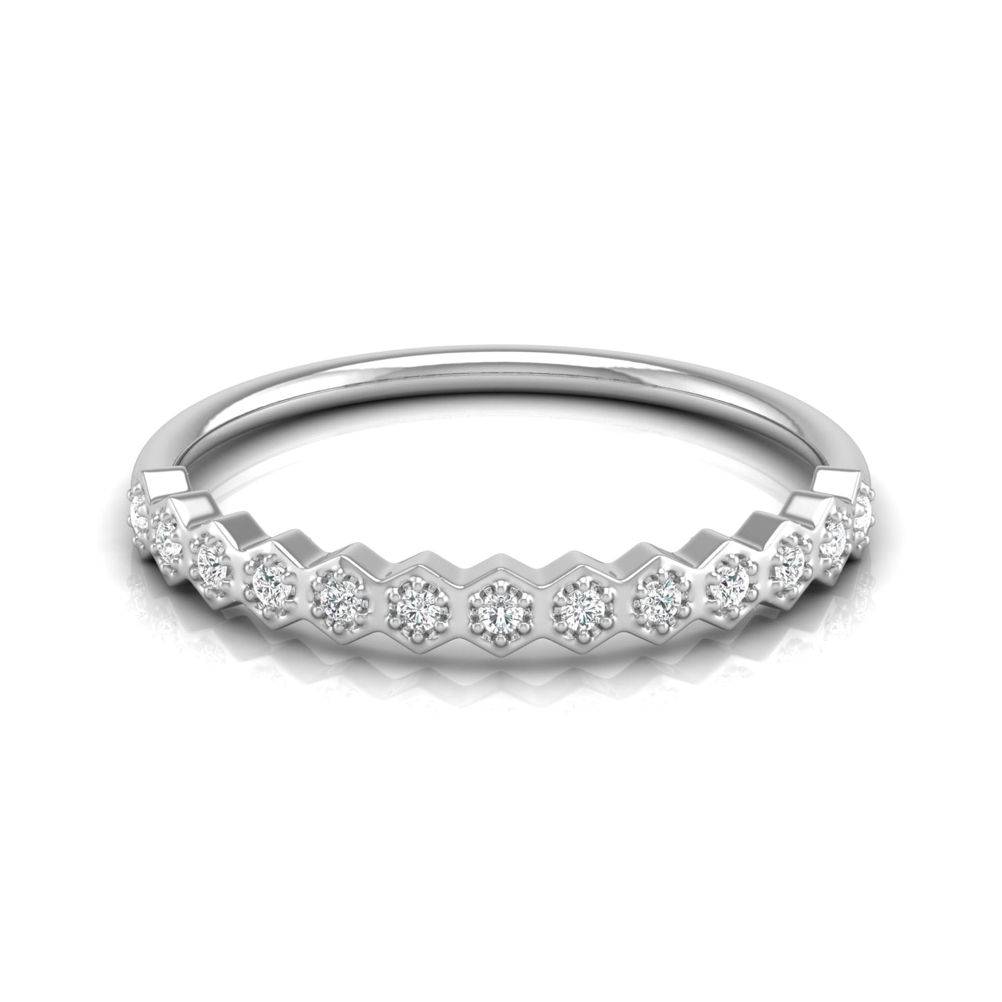 Zigzag Labgrown Round Diamond Band Ring For Women Stackable Elegance In 14K Solid Gold - HIGHCARAT DIAMONDS
