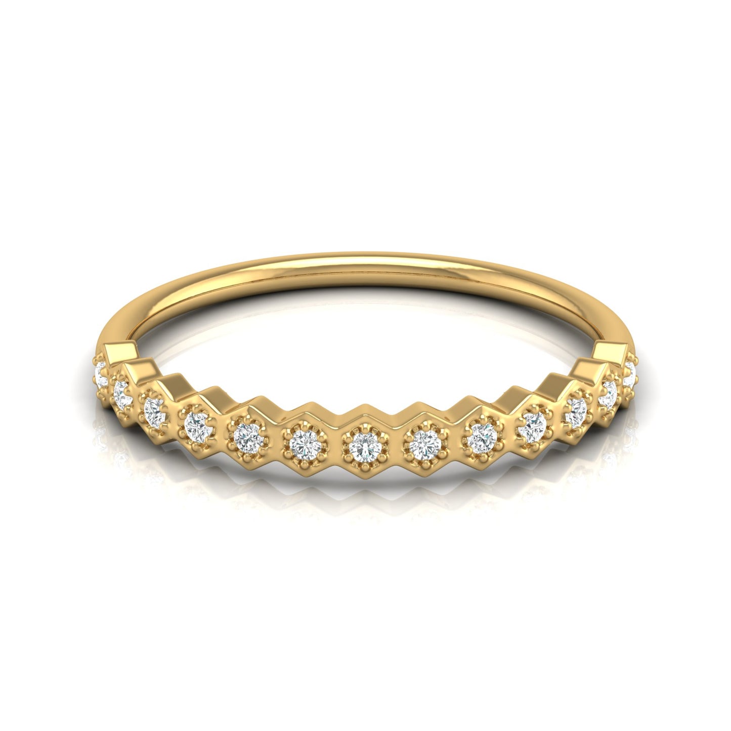 Zigzag Labgrown Round Diamond Band Ring For Women Stackable Elegance In 14K Solid Gold - HIGHCARAT DIAMONDS