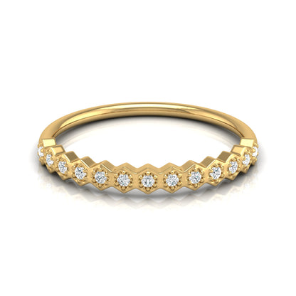 Zigzag Labgrown Round Diamond Band Ring For Women Stackable Elegance In 14K Solid Gold - HIGHCARAT DIAMONDS