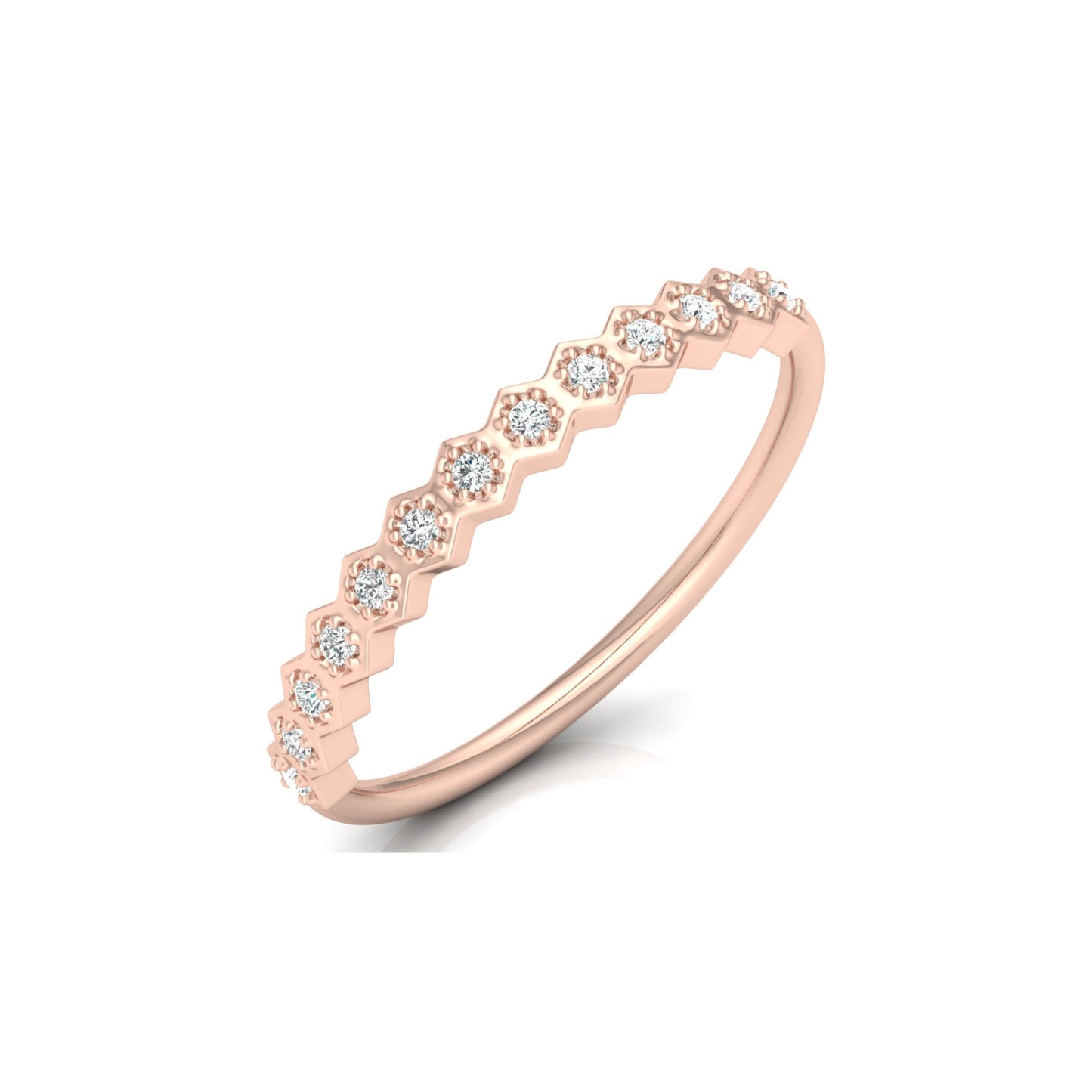Zigzag Labgrown Round Diamond Band Ring For Women Stackable Elegance In 14K Solid Gold - HIGHCARAT DIAMONDS