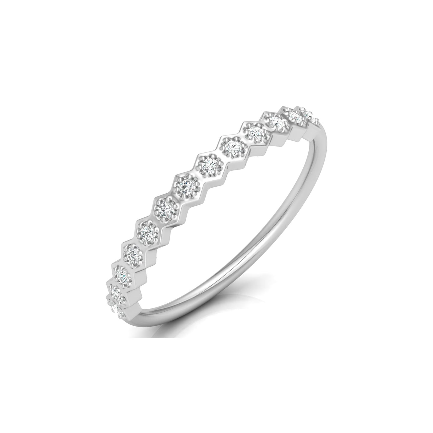 Zigzag Labgrown Round Diamond Band Ring For Women Stackable Elegance In 14K Solid Gold - HIGHCARAT DIAMONDS